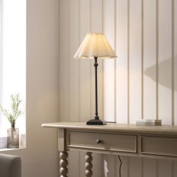 Sylvie - Matt Black Table Lamp with Vintage White Cotton