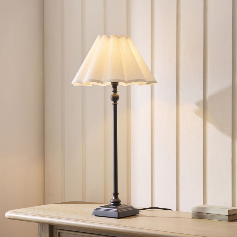 Endon-125426 - Sylvie - Matt Black Table Lamp with Vintage White Cotton