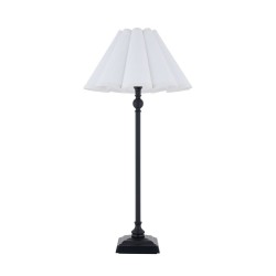 Sylvie - Matt Black Table Lamp with Vintage White Cotton
