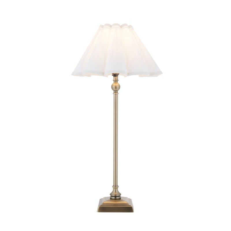 Endon-125427 - Sylvie - Antique Brass Table Lamp with Vintage White Cotton