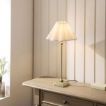 Sylvie - Antique Brass Table Lamp with Vintage White Cotton