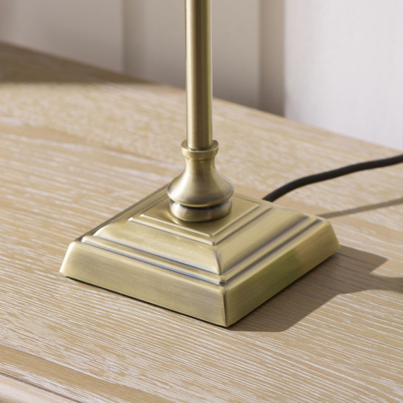 Endon-125427 - Sylvie - Antique Brass Table Lamp with Vintage White Cotton
