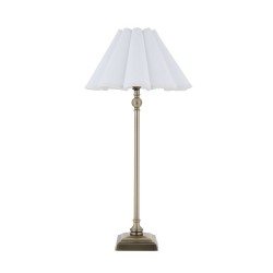 Sylvie - Antique Brass Table Lamp with Vintage White Cotton