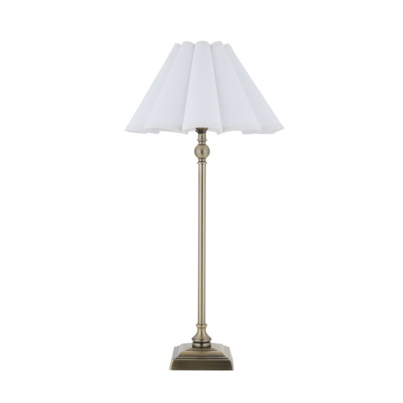 Endon-125427 - Sylvie - Antique Brass Table Lamp with Vintage White Cotton