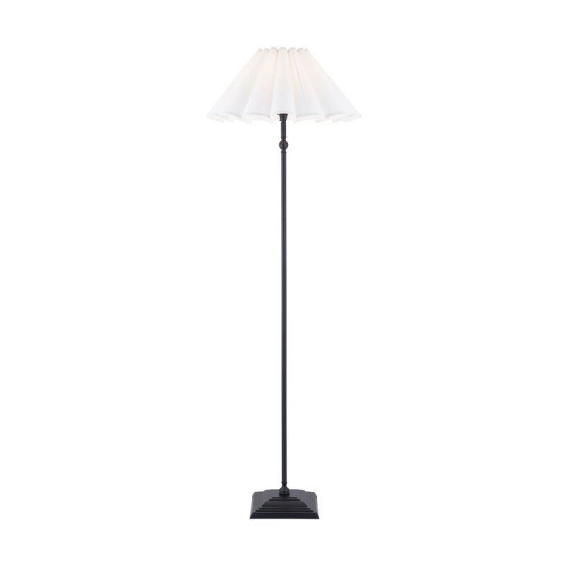 Endon-125428 - Sylvie - Matt Black Floor Lamp with Vintage White Cotton