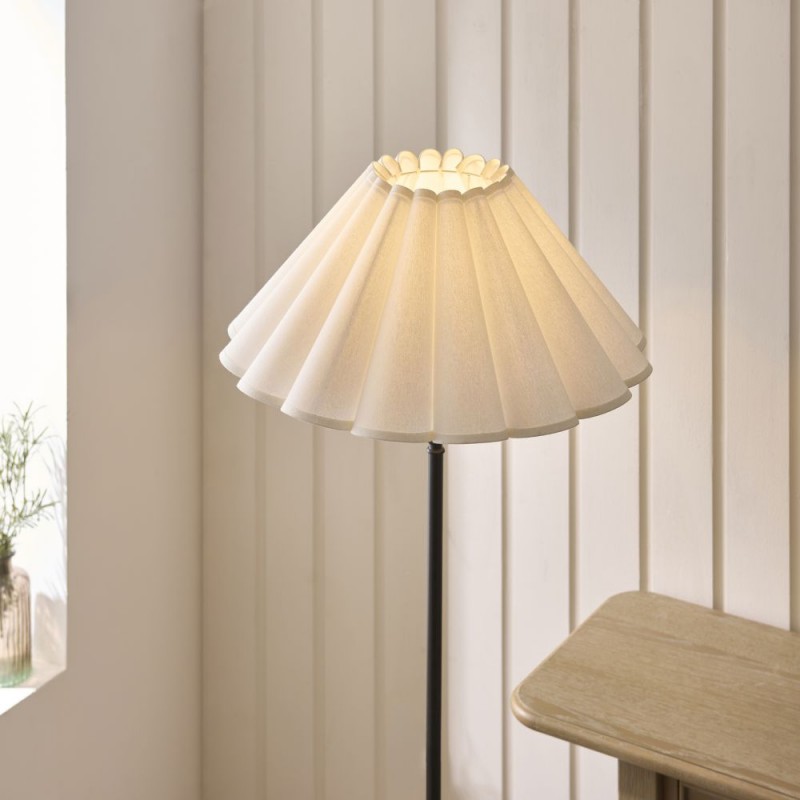 Endon-125428 - Sylvie - Matt Black Floor Lamp with Vintage White Cotton