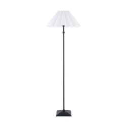 Sylvie - Matt Black Floor Lamp with Vintage White Cotton