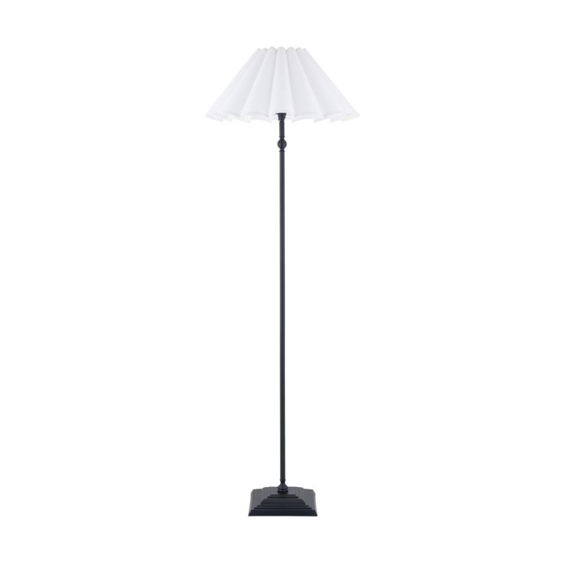 Endon-125428 - Sylvie - Matt Black Floor Lamp with Vintage White Cotton