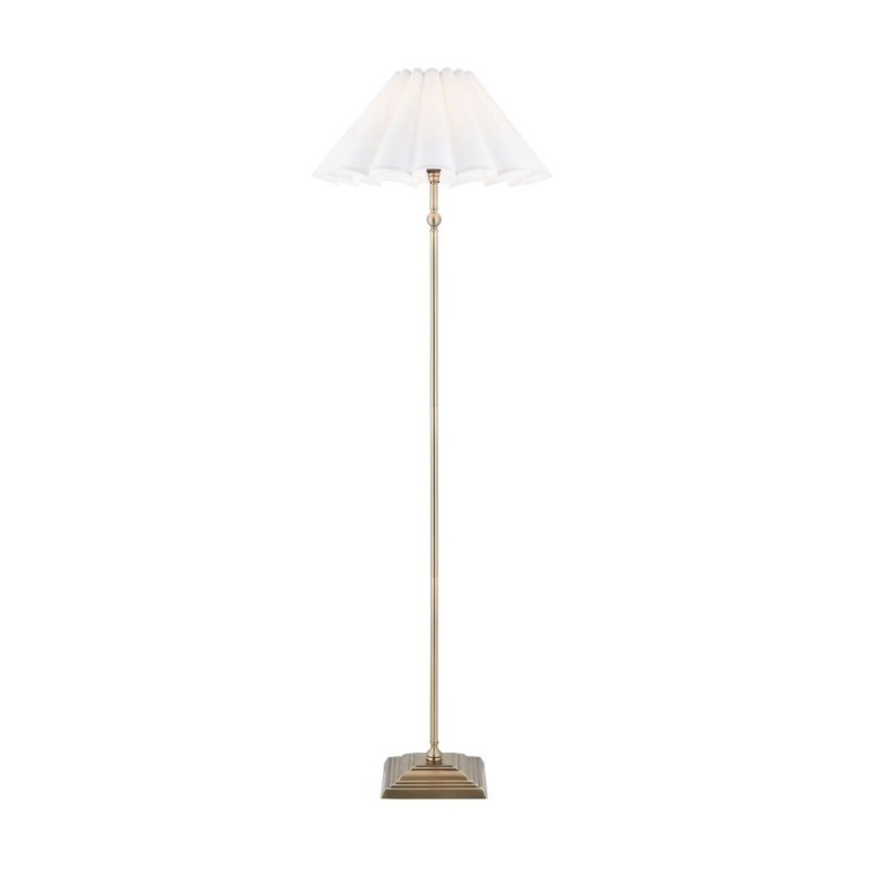 Endon-125429 - Sylvie - Antique Brass Floor Lamp with Vintage White Cotton