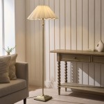 Sylvie - Antique Brass Floor Lamp with Vintage White Cotton