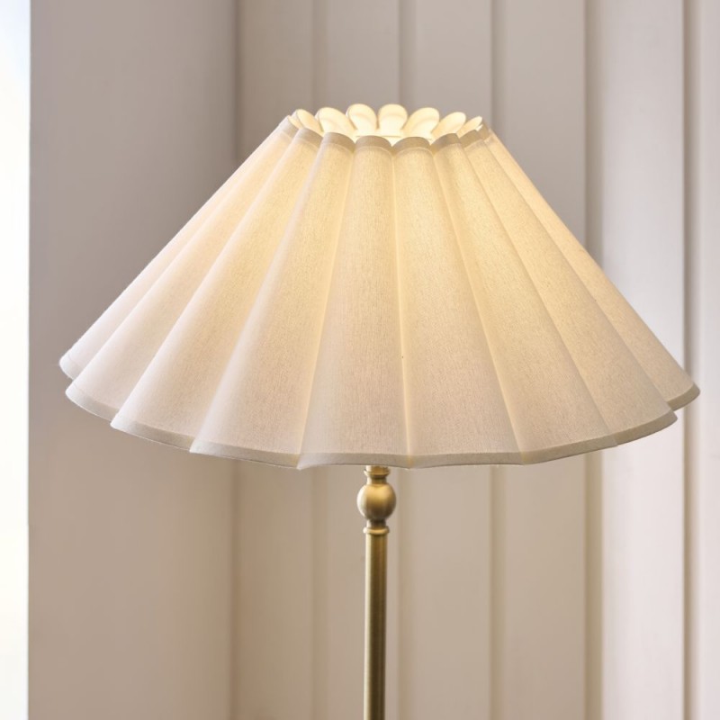 Endon-125429 - Sylvie - Antique Brass Floor Lamp with Vintage White Cotton