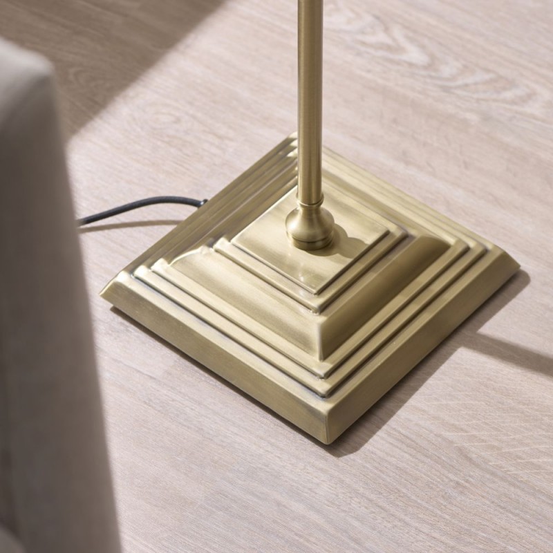 Endon-125429 - Sylvie - Antique Brass Floor Lamp with Vintage White Cotton