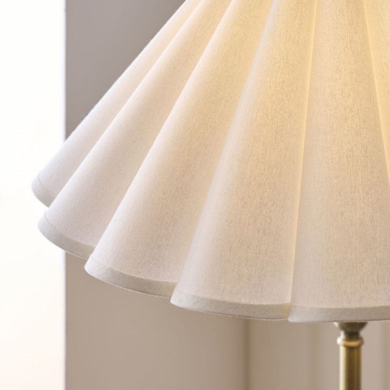 Endon-125429 - Sylvie - Antique Brass Floor Lamp with Vintage White Cotton