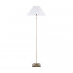 Sylvie - Antique Brass Floor Lamp with Vintage White Cotton