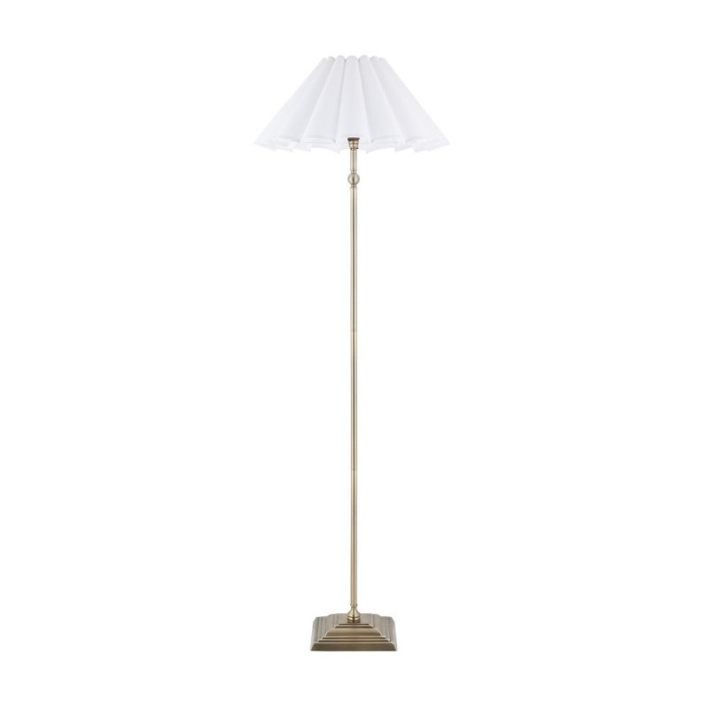 Endon-125429 - Sylvie - Antique Brass Floor Lamp with Vintage White Cotton