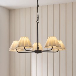 Sylvie - Matt Black 5 Light Centre Fitting with Vintage White Cotton