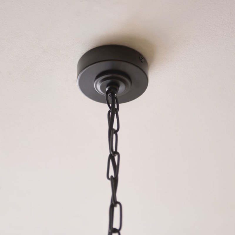 Endon-125430 - Sylvie - Matt Black 5 Light Centre Fitting with Vintage White Cotton