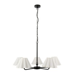 Sylvie - Matt Black 5 Light Centre Fitting with Vintage White Cotton
