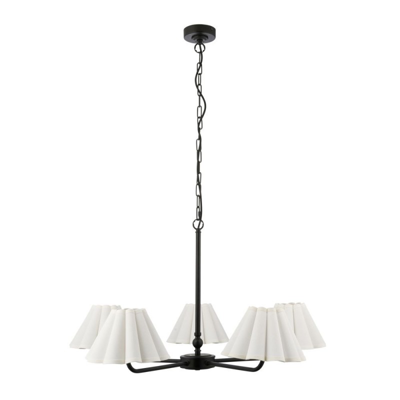 Endon-125430 - Sylvie - Matt Black 5 Light Centre Fitting with Vintage White Cotton