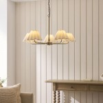 Sylvie - Antique Brass 5 Light Centre Fitting with Vintage White Cotton