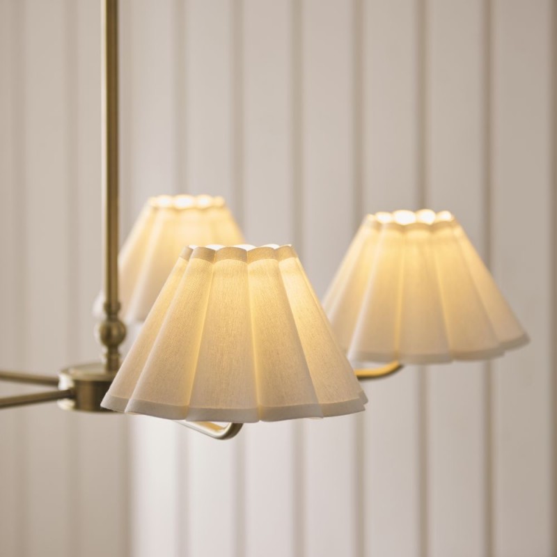 Endon-125431 - Sylvie - Antique Brass 5 Light Centre Fitting with Vintage White Cotton
