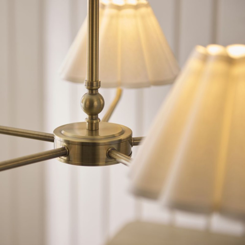 Endon-125431 - Sylvie - Antique Brass 5 Light Centre Fitting with Vintage White Cotton