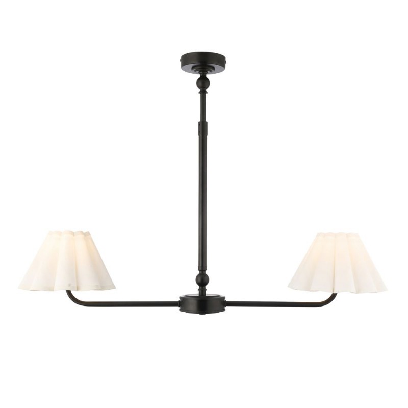Endon-125432 - Sylvie - Matt Black 2 Light over Island Fitting with Vintage White Cotton