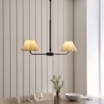 Sylvie - Matt Black 2 Light over Island Fitting with Vintage White Cotton