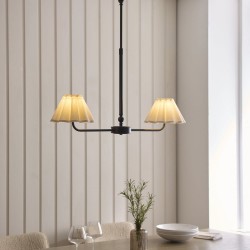 Sylvie - Matt Black 2 Light over Island Fitting with Vintage White Cotton