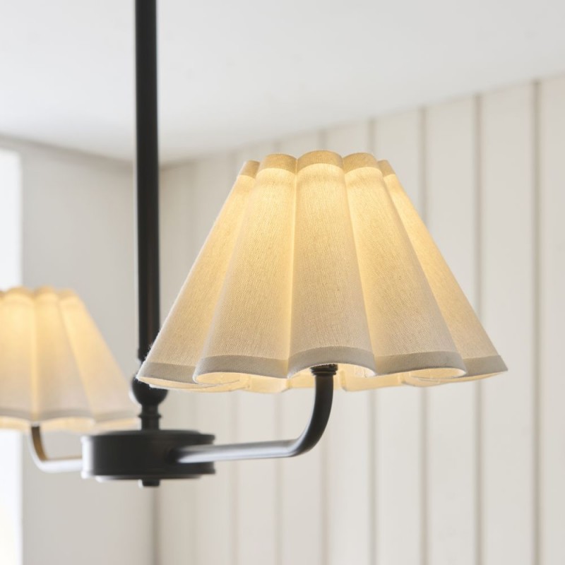 Endon-125432 - Sylvie - Matt Black 2 Light over Island Fitting with Vintage White Cotton