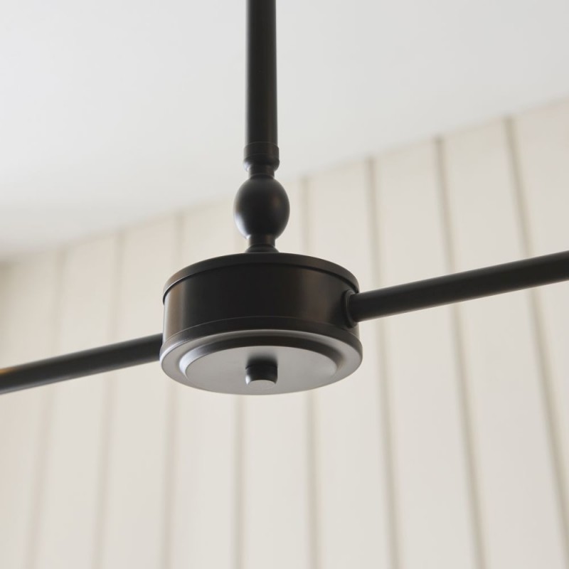 Endon-125432 - Sylvie - Matt Black 2 Light over Island Fitting with Vintage White Cotton