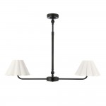 Sylvie - Matt Black 2 Light over Island Fitting with Vintage White Cotton