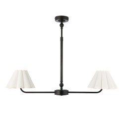 Sylvie - Matt Black 2 Light over Island Fitting with Vintage White Cotton
