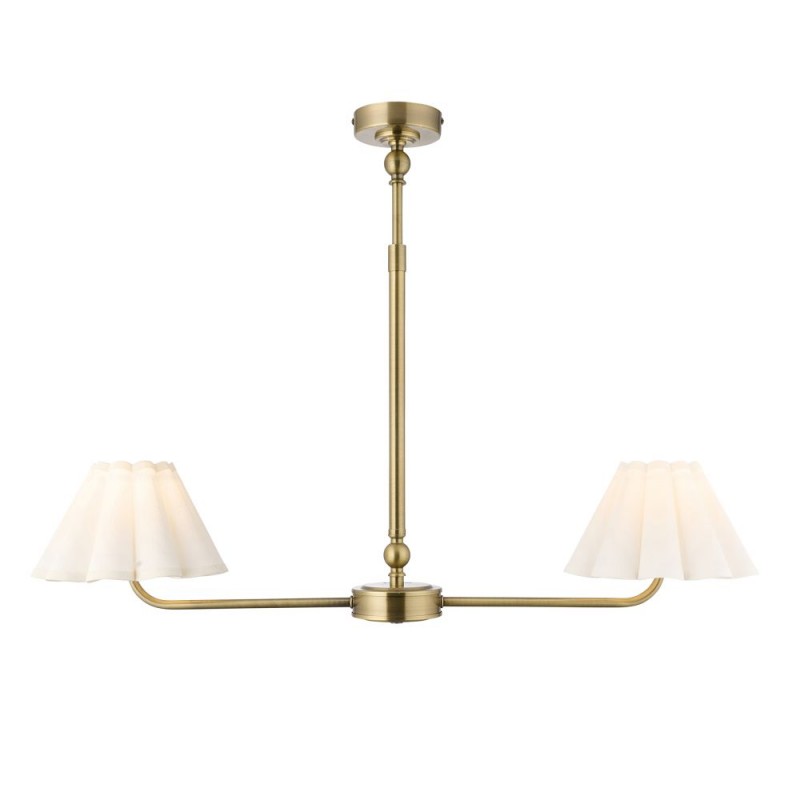 Endon-125433 - Sylvie - Antique Brass 2 Light over Island Fitting with Vintage White Cotton