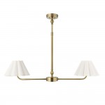 Sylvie - Antique Brass 2 Light over Island Fitting with Vintage White Cotton
