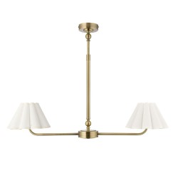Sylvie - Antique Brass 2 Light over Island Fitting with Vintage White Cotton