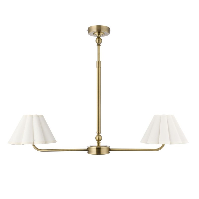 Endon-125433 - Sylvie - Antique Brass 2 Light over Island Fitting with Vintage White Cotton