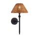 Endon-125439 - Jericho - Matt Black Wall Lamp with Brown Rattan