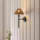 Endon-125439 - Jericho - Matt Black Wall Lamp with Brown Rattan