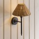 Endon-125439 - Jericho - Matt Black Wall Lamp with Brown Rattan