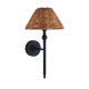 Endon-125439 - Jericho - Matt Black Wall Lamp with Brown Rattan