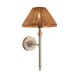 Endon-125440 - Jericho - Antique Brass Wall Lamp with Brown Rattan