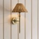 Endon-125440 - Jericho - Antique Brass Wall Lamp with Brown Rattan
