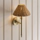 Endon-125440 - Jericho - Antique Brass Wall Lamp with Brown Rattan