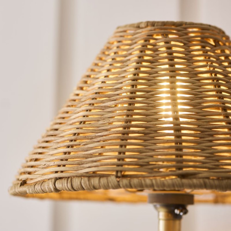 Endon-125440 - Jericho - Antique Brass Wall Lamp with Brown Rattan