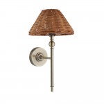Jericho - Antique Brass Wall Lamp with Brown Rattan