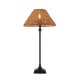 Endon-125441 - Jericho - Matt Black Table Lamp with Brown Rattan