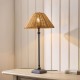 Endon-125441 - Jericho - Matt Black Table Lamp with Brown Rattan