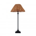 Jericho - Matt Black Table Lamp with Brown Rattan