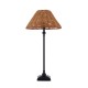 Endon-125441 - Jericho - Matt Black Table Lamp with Brown Rattan